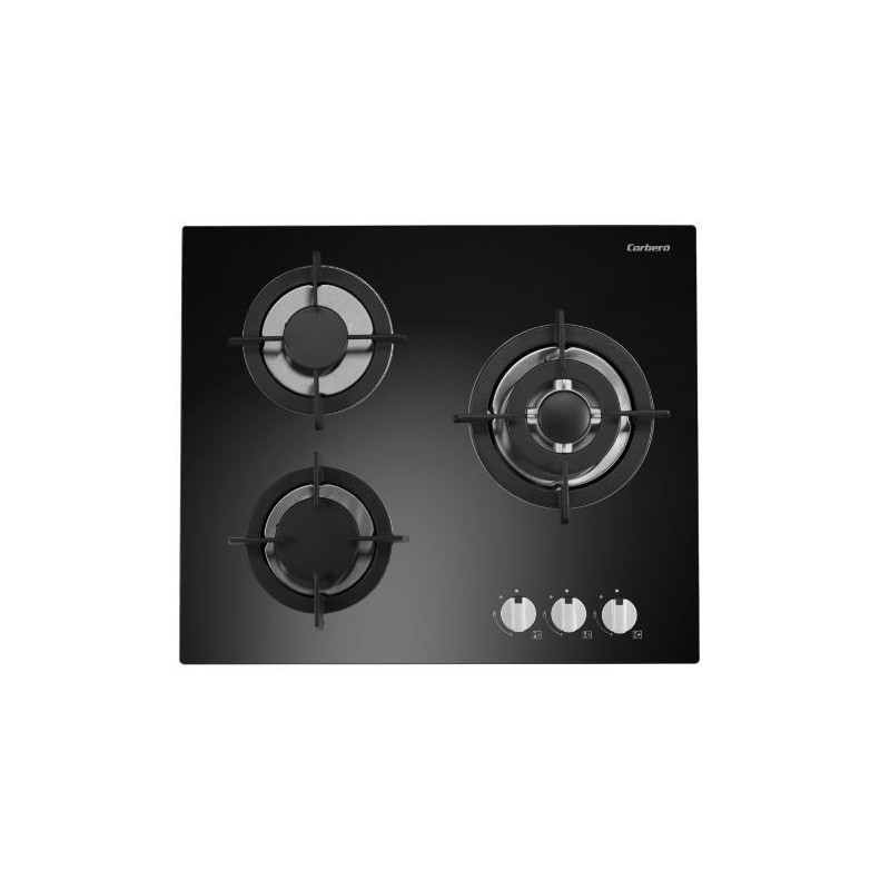 Encimera Corbero CPCGY2303N, 3f, cristal negro, H. Encimera Corbero CPCGY2303N, 3f, cristal negro, H.