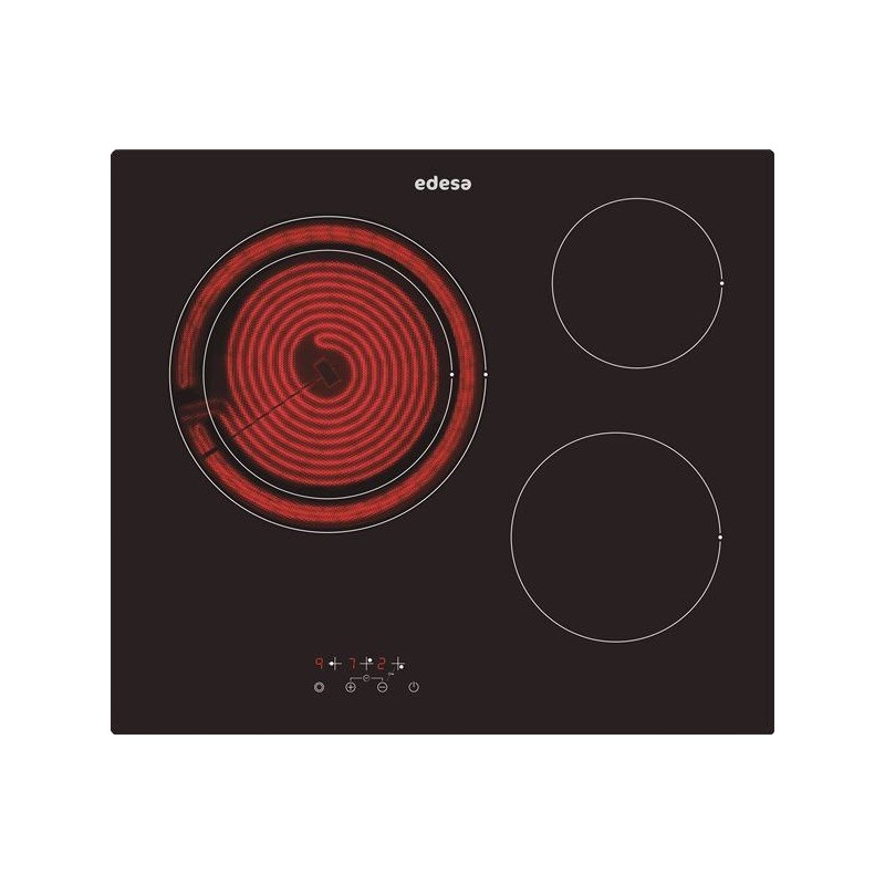 Vitroceramica Edesa EVT6328RA, 3 zonas, borde red