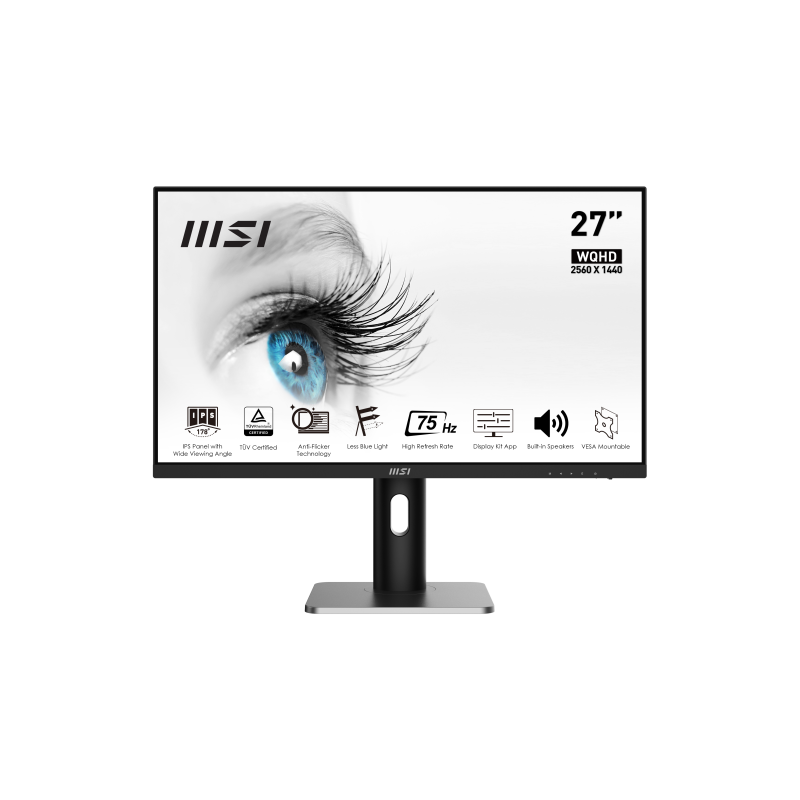 MSI MONITOR PRO MP273QP. 27 (69 CM) FRAME LESS. 2560x1440 (WQHD). 75HZ. NEGRO