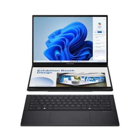 Zenbook Duo OLED UX8406CA-PZ152W - Ordenador Portátil 14 WQXGA+ 120Hz (Intel Core Ultra 9 285H, 32GB RAM, 1TB SSD, Arc 140T, Windows 11 Home) Gris Tintero - Teclado QWERTY español