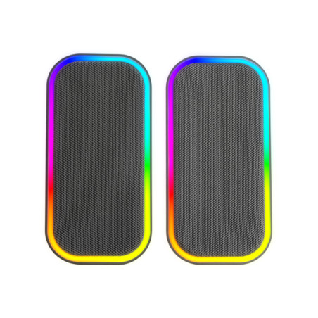 MS-OM, Altavoces Gaming 20W, Iluminación Dinámica RGB, Altavoces Bluetooth 5.3 + AUX-IN, Caja de Control de Volumen, Chipset DSP Personalizado, Compatibilidad Universal, Negro