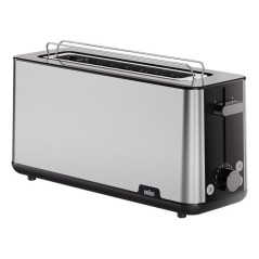 Tostador Braun HT1610BK, 1 ranura larga, acero ino