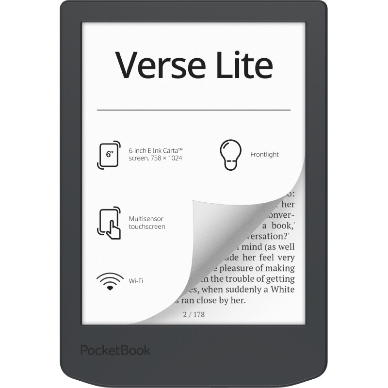 Verse Lite lectore de e-book Pantalla táctil 8 GB Wifi Gris