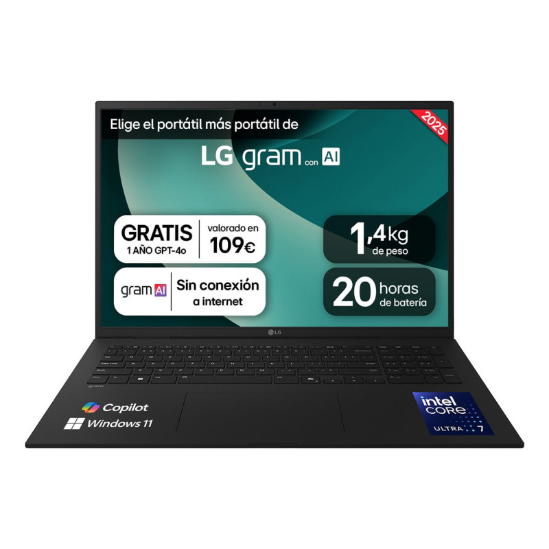 17Z90T-G.AA78B ordenador portatil Intel Core Ultra 7 255H Portátil 43,2 cm (17) WQXGA 16 GB LPDDR5x-SDRAM 1 TB Unidad de disco duro Wi-Fi 7 (802.11be) Windows 11 Home Negro
