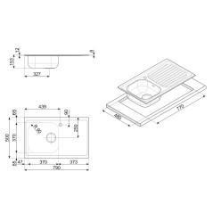 Fregadero Smeg LYP791S, 1C1E, Inox, 79x50x15