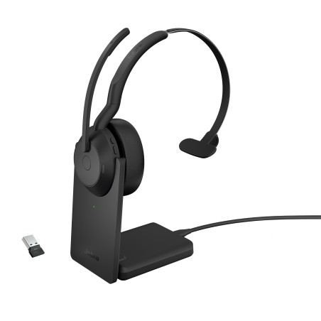 Evolve2 55 Auriculares Inalámbrico y alámbrico Diadema Oficina/Centro de llamadas Bluetooth Base de carga Negro