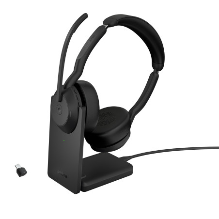 Evolve2 55 Auriculares Inalámbrico y alámbrico Diadema Oficina/Centro de llamadas Bluetooth Base de carga Negro