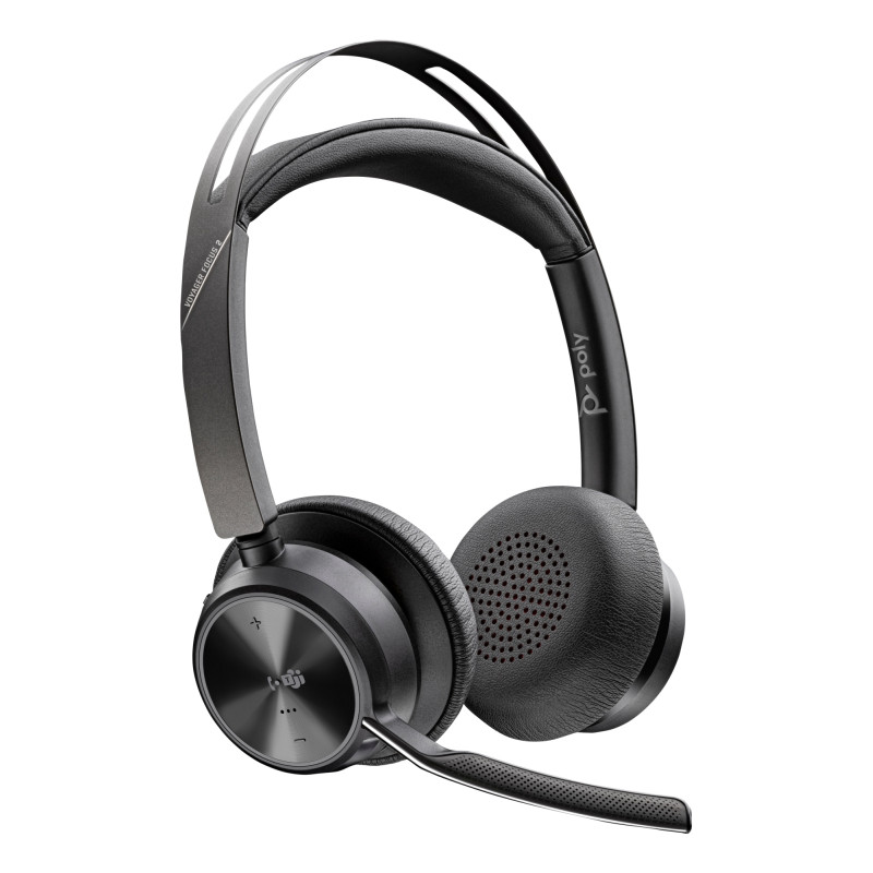 Auriculares Poly Voyager Focus 2 USB-C-C con certificación Microsoft Teams + adaptador USB-C/A + base de carga