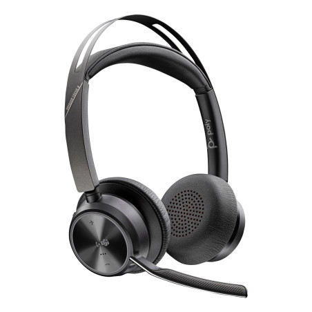 Auriculares Poly Voyager Focus 2 USB-C-C con certificación Microsoft Teams + adaptador USB-C/A + base de carga