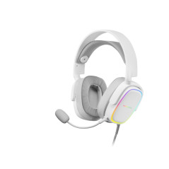 MHAX Blanco, Auriculares Gaming RGB, Micrófono Extraíble, HiFi, Compatibilidad Multiplataforma