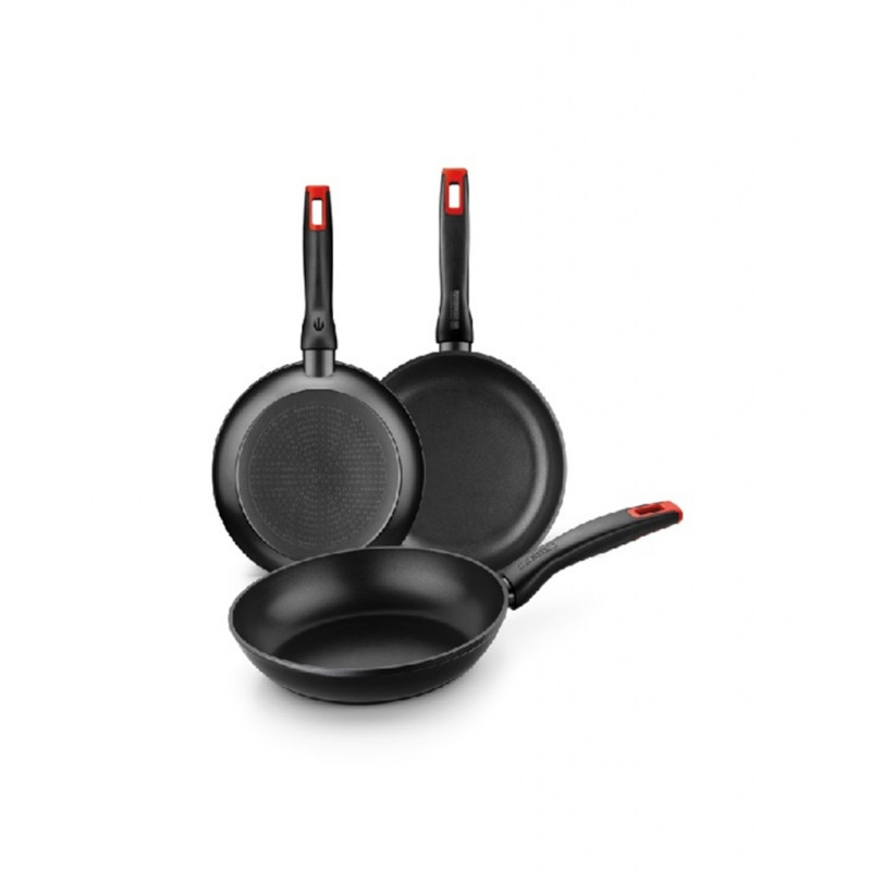 Lote sartenes Monix M270031, 18/22/26cm, cherry Lote sartenes Monix M270031, 18/22/26cm, cherry